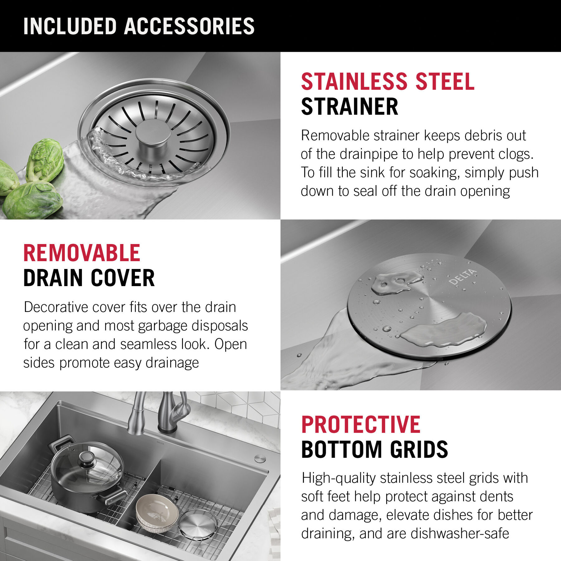 33” Workstation Drop-In Top Mount Double Bowl 16 Gauge Stainless Steel Kitchen Sink with WorkFlow™ Ledge and Accessories, image 3